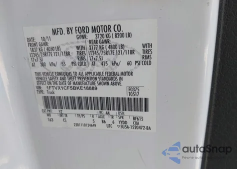 2011 Ford F-150 Xl from USA, damaged, VIN 1FTVX1CF5BKE18889